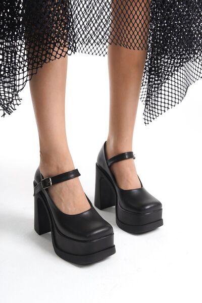 asmi shoes Kadın Viva Siyah Tek Baletli ( 12 cm ) Platform Topuklu Ayakkabı