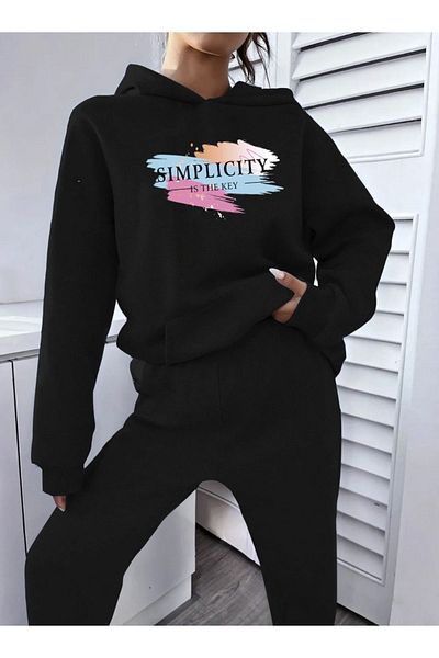 Pink Sky Анцуг с качулка и принт Simplicity Oversize