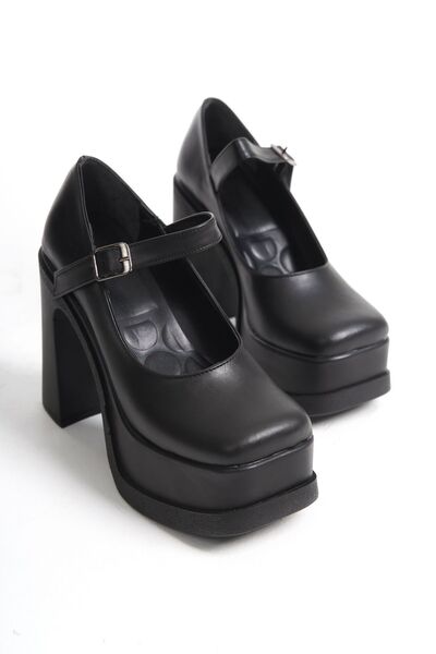 asmi shoes Kadın Viva Siyah Tek Baletli ( 12 cm ) Platform Topuklu Ayakkabı