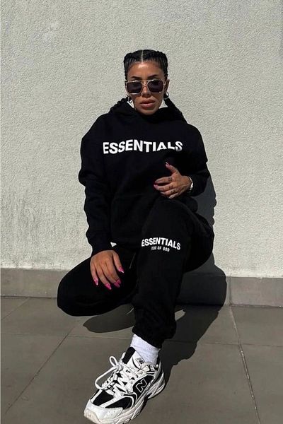 Pink Sky Essentials Oversize комплект анцуг с качулка - комплект с щампи на долната и горната част