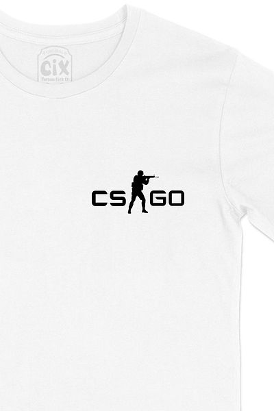 Cix Λευκό T-Shirt με σχέδιο λογότυπου Cs Go - Λεπτομέρεια τσέπης