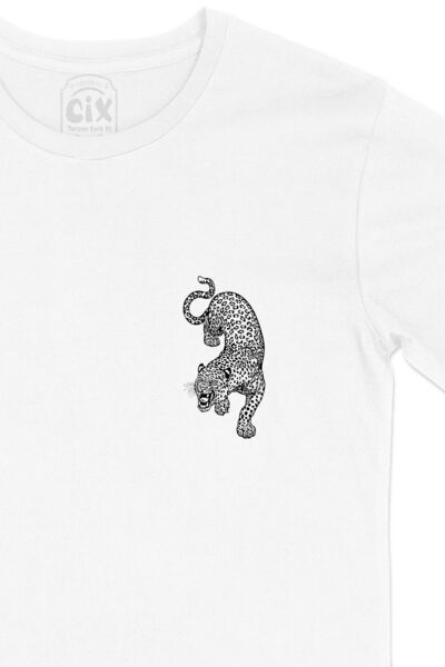 Cix Bela majica sa dizajnom logotipa leopard džepa
