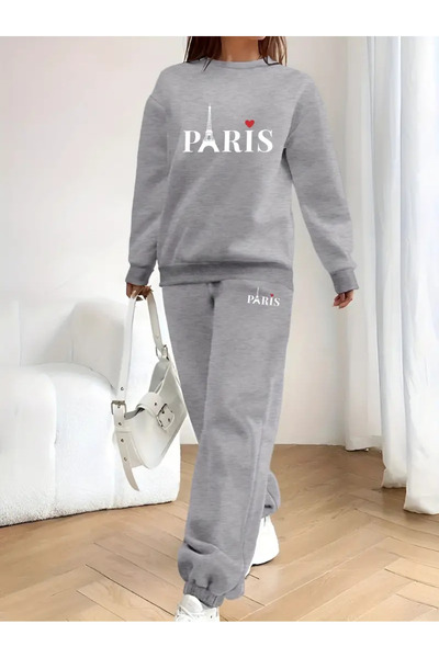 Pink Sky Σετ φόρμας Crew Neck Printed Bottom and Top - Oversize