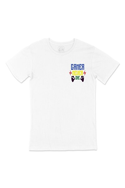 Cix Mavii Gamer Never Die White T-Shirt with Pocket Logo Design