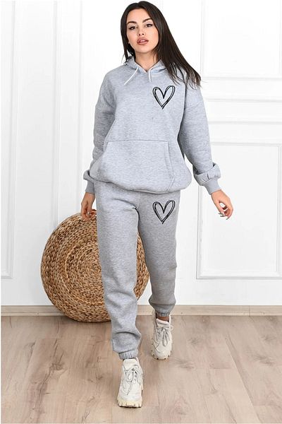 AVOGADRO Oversize Hooded Heart Printed Tracksuit Set