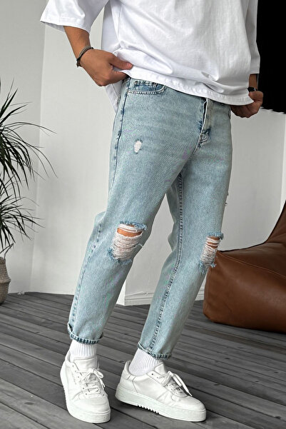 BDRMAN Boyfriend Buz Mavisi Yırtık Detaylı Kot Pantolon
