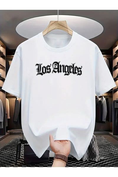 Pink Sky Μπλουζάκι Los Angeles Printed Unisex Oversize Crew Neck T-shirt