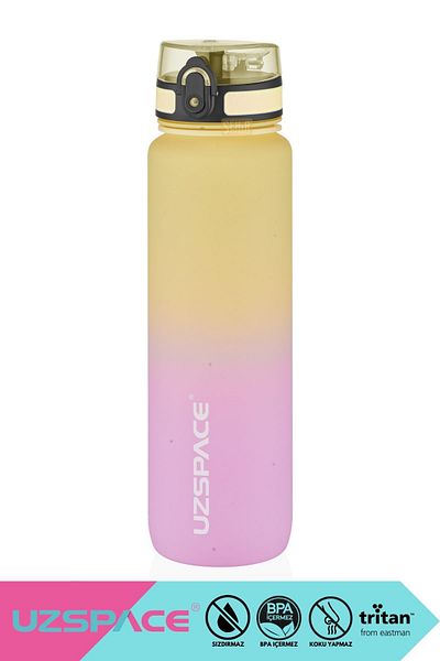 Uzspace 1000ml New Motivational Tritan Water Flask - Double Color, Leak-Proof, BPA Free, and Lockable Lid