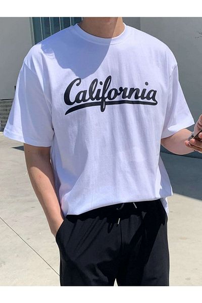 Pink Sky Ανδρικό μπλουζάκι Bond California Printed Oversize - Casual Boyfirend
