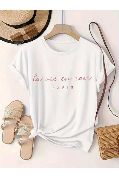 Pink Sky Μπλουζάκι Unisex Oversize - La Vie En Rose Paris με στάμπα, Crew Neck