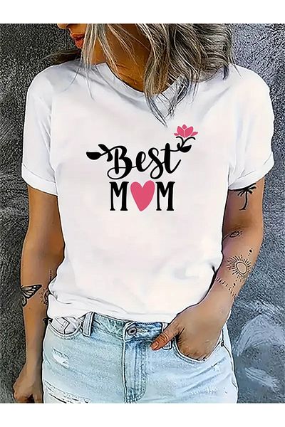 Pink Sky Μπλουζάκι Unisex Best Mom - Crew Neck Oversize