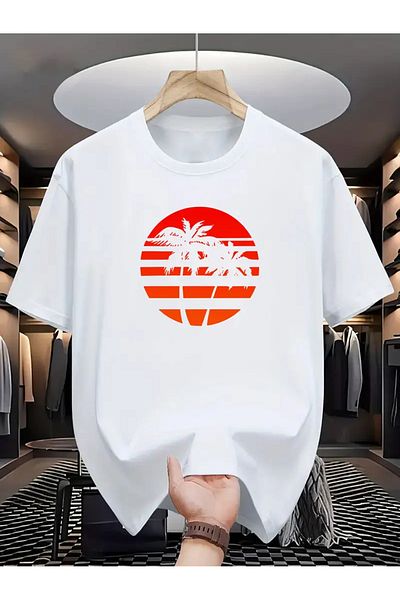 Pink Sky Μπλουζάκι με λαιμόκοψη Unisex Oversize με στάμπα με φοίνικα