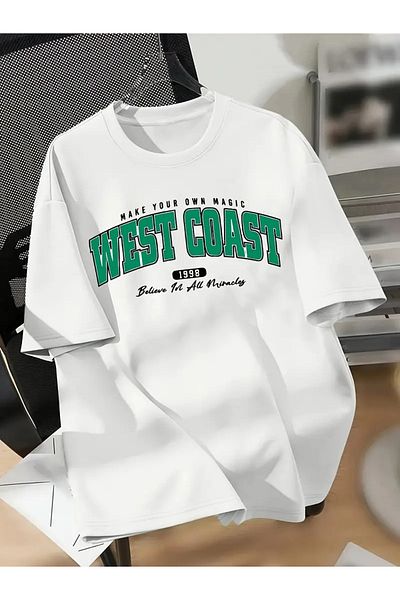 Pink Sky Μπλουζάκι με στάμπα West Coast Unisex Oversize Crew Neck