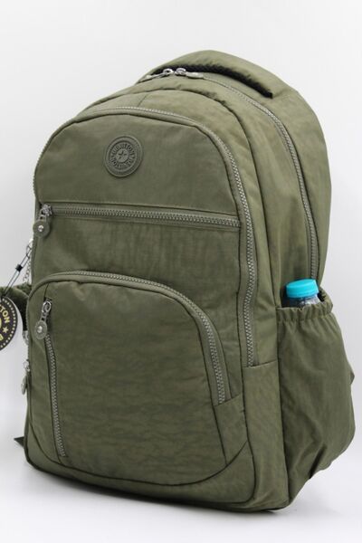 Bevitton Unisex Crinkle Fabric Daily School Backpack - 1700 Khaki