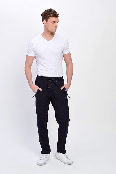 DYNAMO Pantaloni de sport pentru bărbați bleumarin cu talie elastică și buzunar cu fermoar