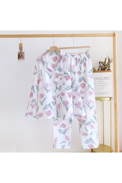 Global SET PIJAMA TESTURĂ MUSLINĂ BUMBAC ORGANIC