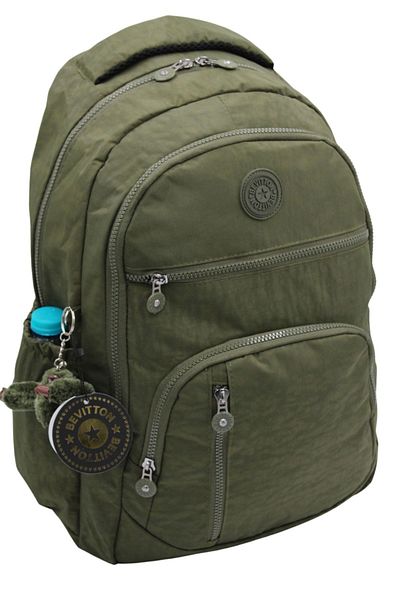 Bevitton Unisex Crinkle Fabric Daily School Backpack - 1700 Khaki