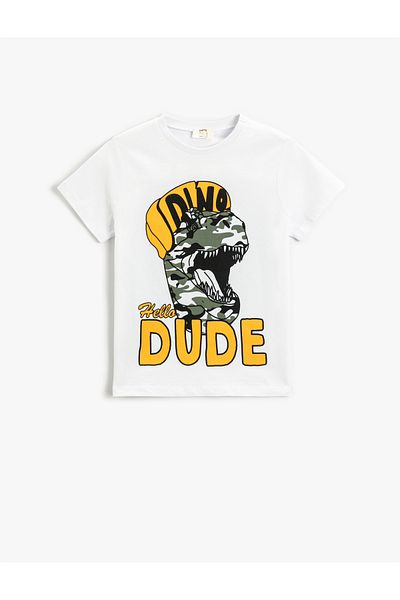 Koton Dinosaur Printed Long Sleeve T-Shirt Crew Neck Cotton