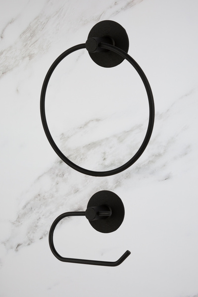 UG Home Μαύρη στρογγυλή θήκη για πετσέτες με δαχτυλίδι Εξωτερική βάση για χαρ...