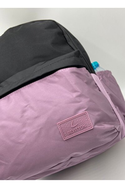 Bevitton Waterproof Gry Fabric - Black PluM School and Backpack 34100