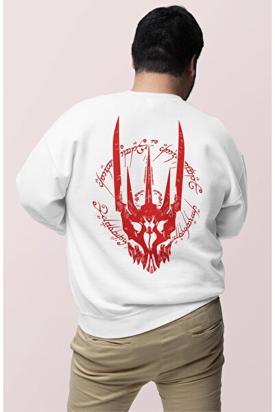 Fuddy Moda Унісекс Світшот без капюшона з принтом «Володар кілець», оверсайз, з принтом «Володар кілець»