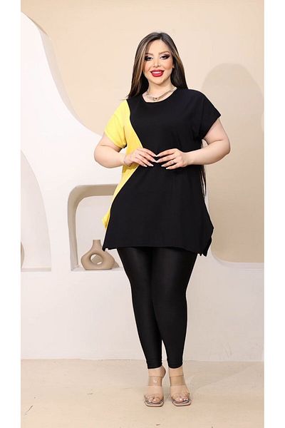 HÜLYA BUTİK Plus Size Triangle Slit Women's Blouse