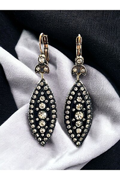 FAYRA ACCESSORIES Zircon Stone Diamond Mounted Shuttle Earrings