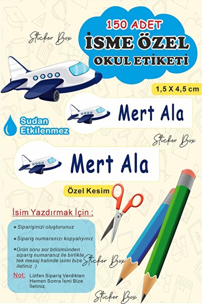 Think And Print Okul Etiketi Kalem Defter Etiketi Özel Isim Yazılabilen Etike...