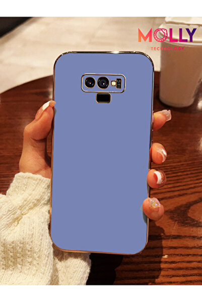 Molly Samsung Galaxy NOTE 9 İçin Petrol Mavisi Kenarları Gold Detaylı Lüks Silikon Kılıf