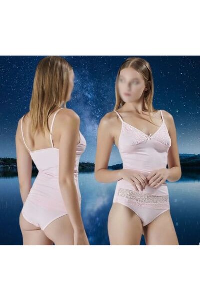 The Clover Lace Detailed Women's Athlete and Panty Set - Thin Strap Camisole Th.Clvr.6.Lss.01