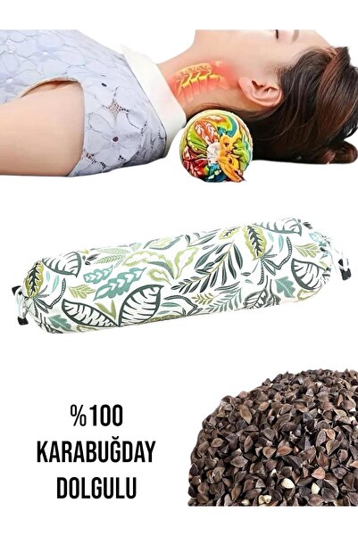 REMEGE Karabuğday Dolgulu Boyun Yastığı, Silindir Boyun Masajı Yastığı, Karab...