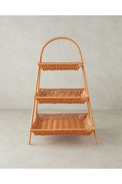 English Home Marie Plastic Rattan Layered Service Brown