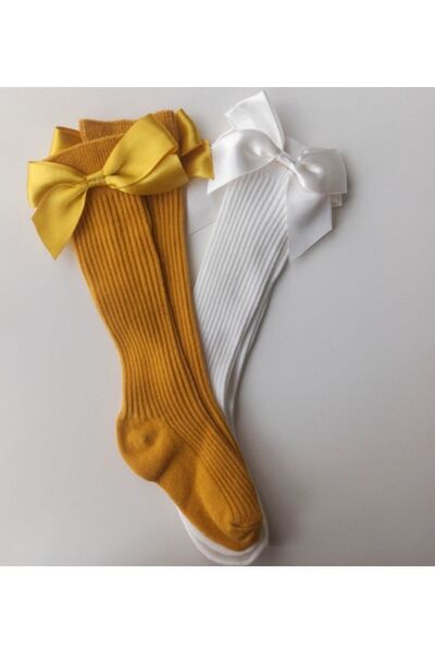 ÖZKARDEŞLER BABY Bebek Diz Altı Çorap Fiyonklu 2li