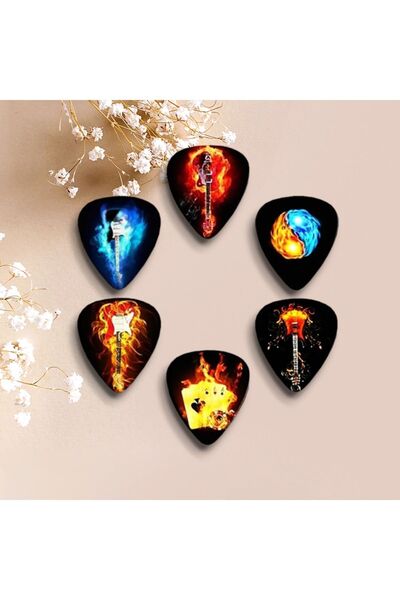 cantekin Gitar Pena 6 Adet Gitar Tasarım Baskılı Gitar Penası