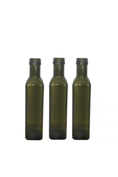 ERLAB Maraska Şişesi 250 ml Kapaklı Zeytinyağı Sirke Şişesi Koyu Yeşil 3 Adet