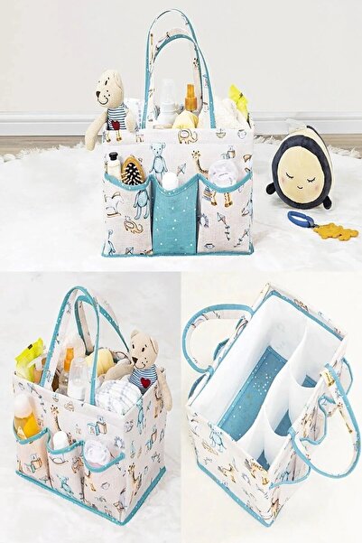 Nisahometeks Baby 3lü SET (bebek bakım çantası,bebek alt bakım çantası,bebek çirli çamaşır & oyuncak sepeti )
