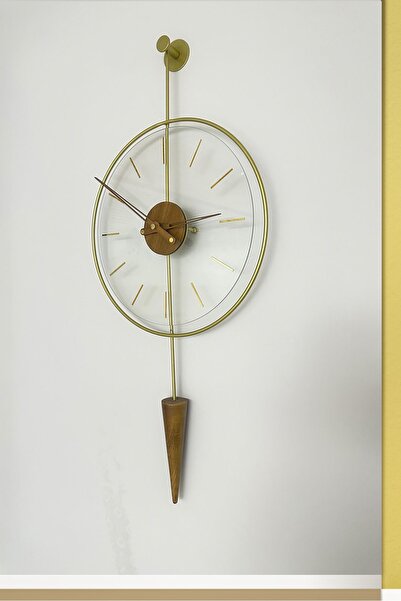 AGA KONSEPT Masippi Gold, Ceviz Göbek, Nano ABS Modern Dekoratif Metal Duvar Saati