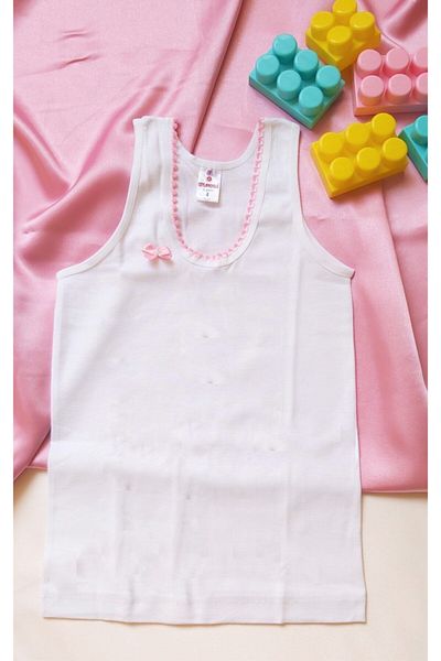 Ceylanoğlu Tricou cu pompon pentru fete, 100% bumbac, pachet de 6
