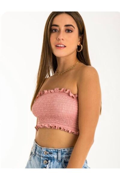 quella atelier Strapless Crop Bustier Blouse