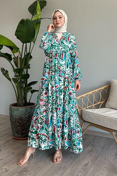 InStyle Φόρεμα βισκόζης με σμαραγδένιο σχέδιο