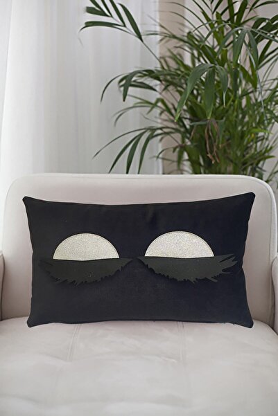 Nisahometeks Leke Tutmaz Silinebilir Kirpikli Kırlent Yastık Kılıfı 50*32 cm