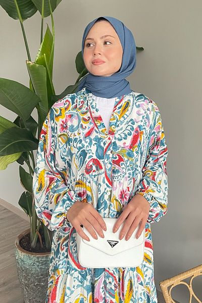 InStyle Φόρεμα βισκόζης με μοτίβο σάλι χρώματος μέντας