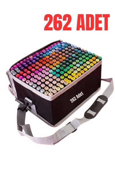 BEYZANA 262 Adet Çift Uçlu Touch Marker Art Tasarım Kalem Seti Çanta Taşınabilir