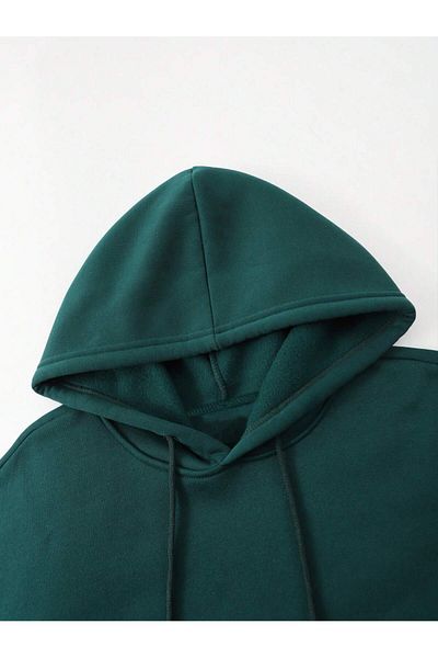 PENTHİLUS Khaki English Motivational Hooded Oversize Sweatshirt