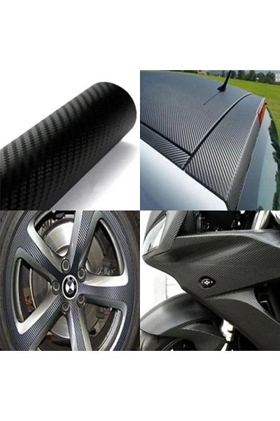 ESEMİZ 3d Black Serrated Pattern Durable Carbon Foil with Air Channels (152cm X 50 cm)