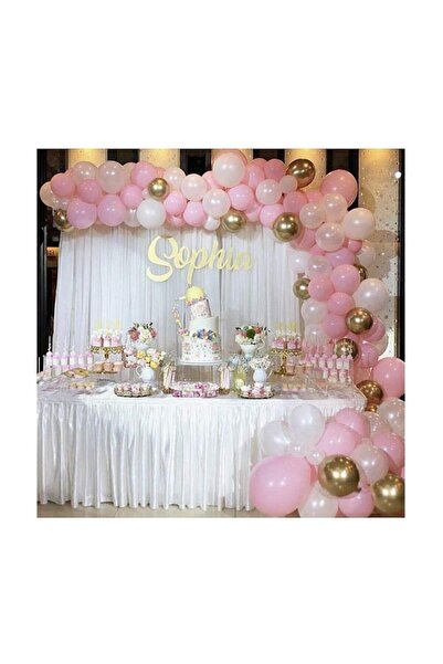 TATLI GÜNLER 50 Adet Metalik Balon Ve Balon Zinciri (ALTIN, BEYAZ, PEMBE KARI...