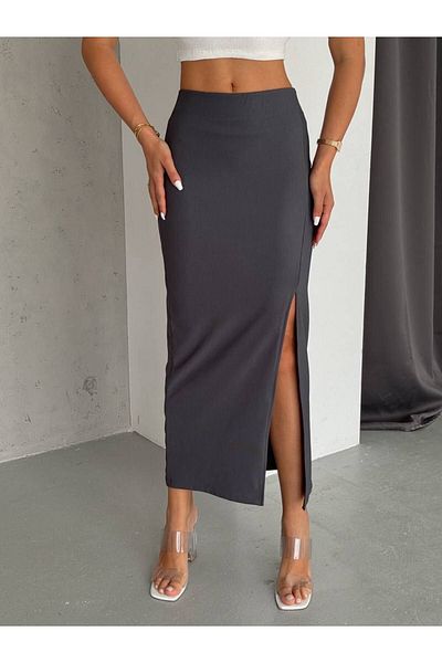 VİAJE Ottoman Fabric Women's Skirt with Slits - V6767