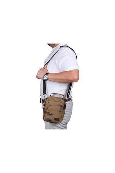 Bagacar 8681 Geantă Messenger cu umăr încrucișat din pânză bej