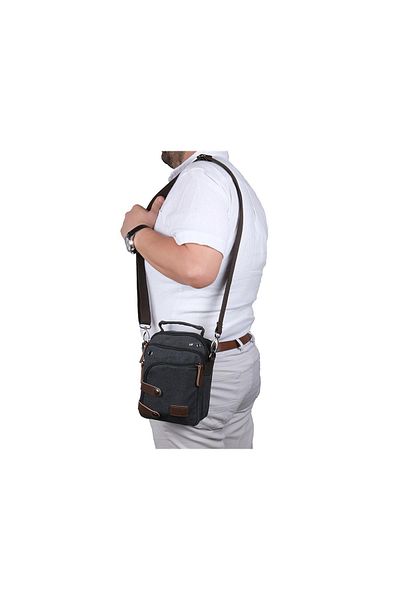 Bagacar 8681 Geantă Messenger cu umăr încrucișată din pânză neagră