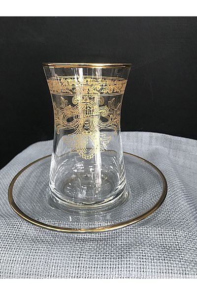 DECOSTYLE 12 Piece Gold Embroidered Tea Set